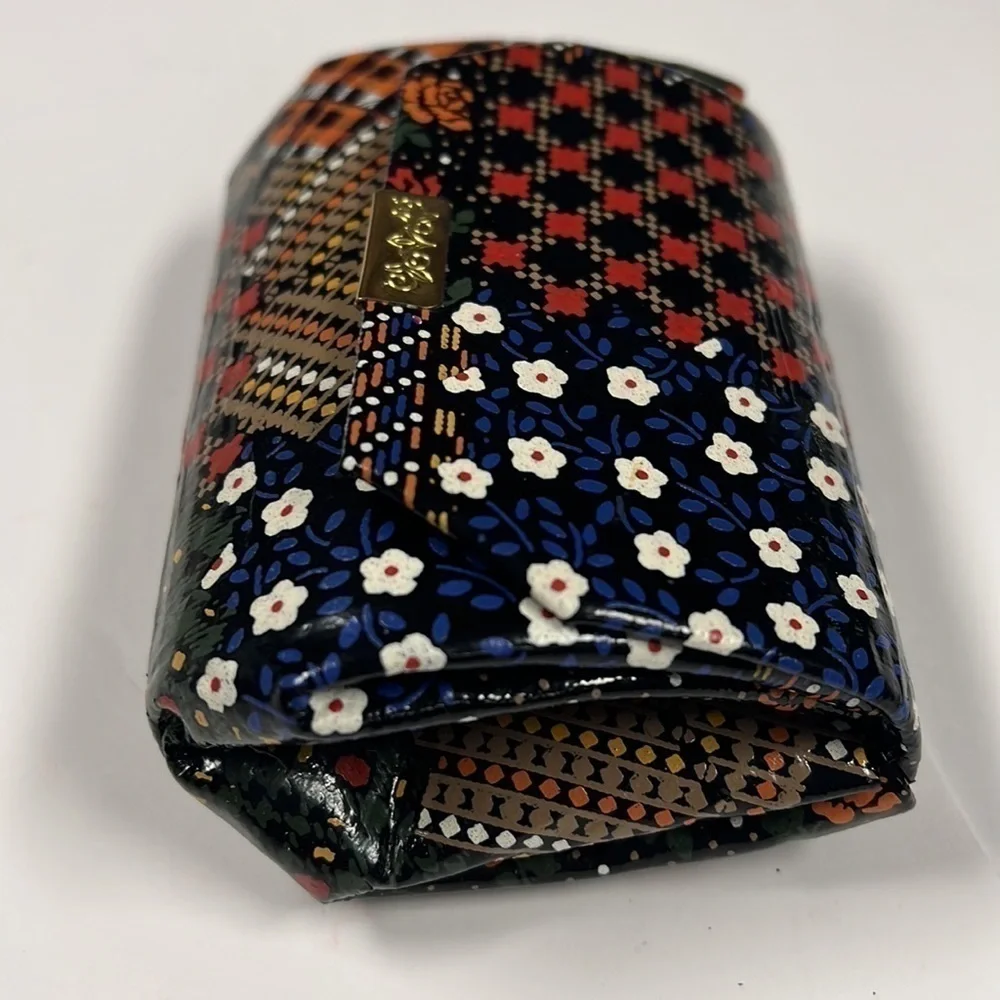 Vintage Multicolor Coated Painted Leather Change Snap Wallet